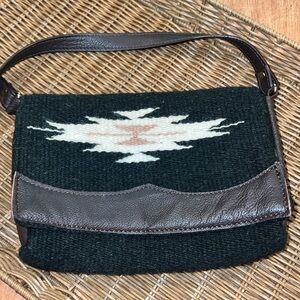 Western Tapestry/Saddle Blanket Small/Med Shoulder Purse/Bag w/Leather Accents